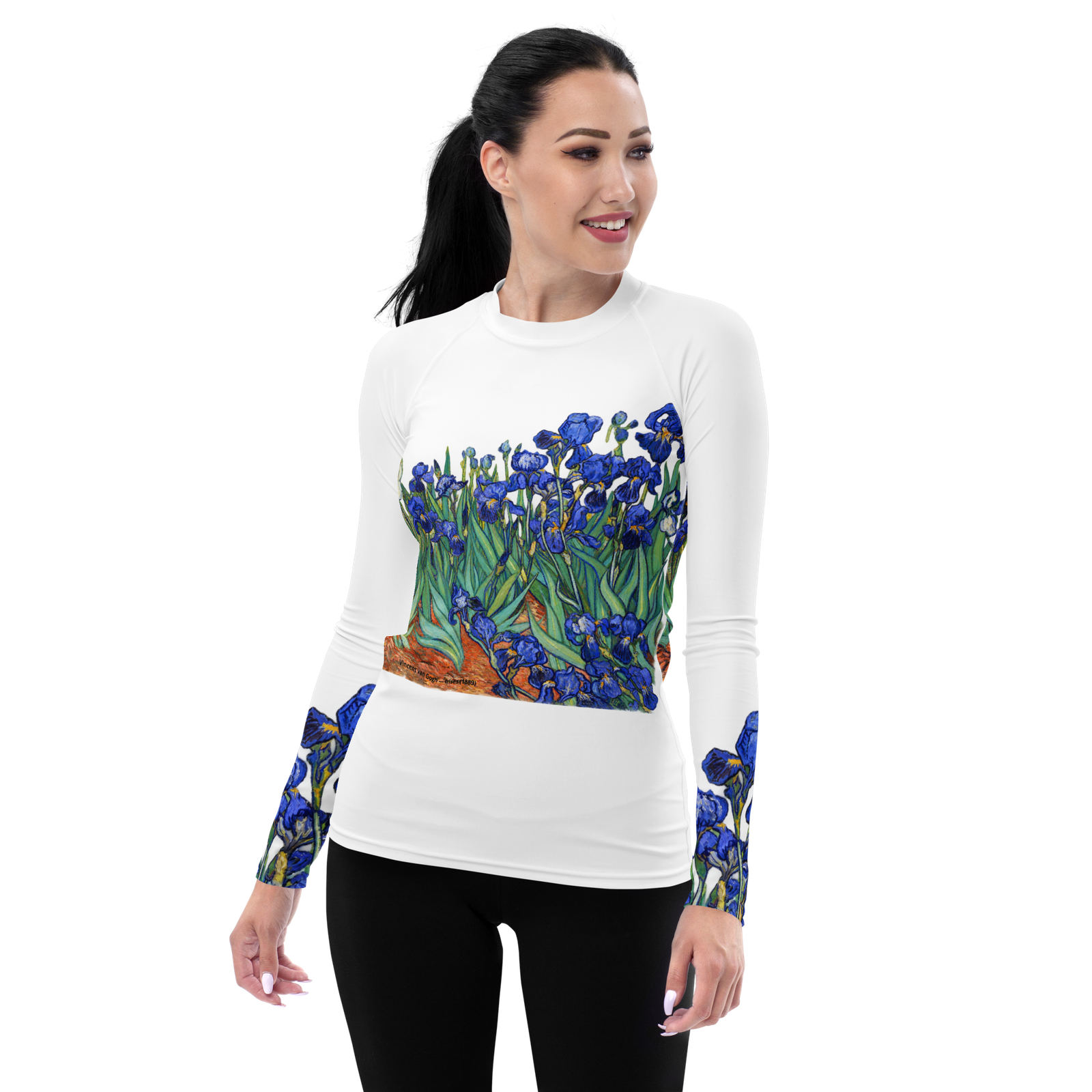 Vincent van Gogh — Irises (1889) | Women's UPF 50+ Long Sleeve Compression Shirt - Image 4